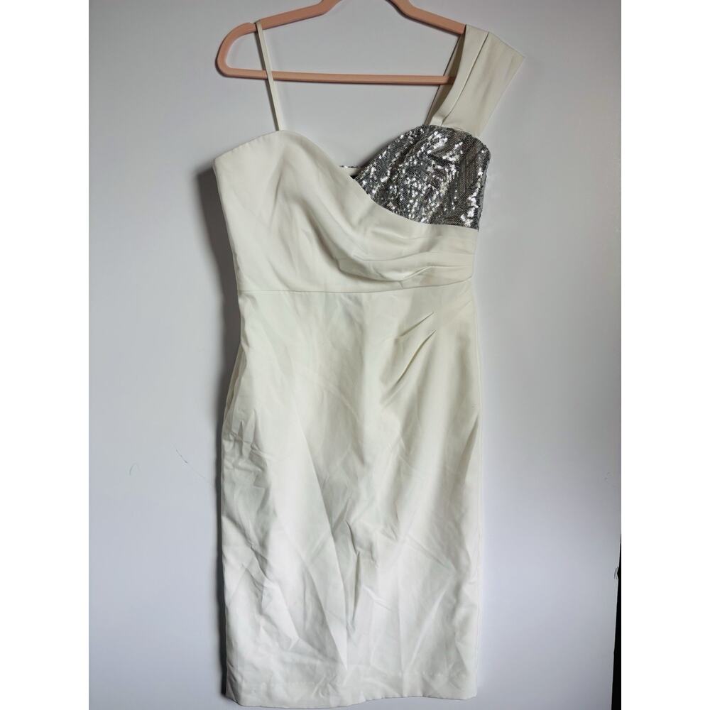$495 Milly NWT Women's White‎ Off The Shoulder Sequin Dress Size 10
